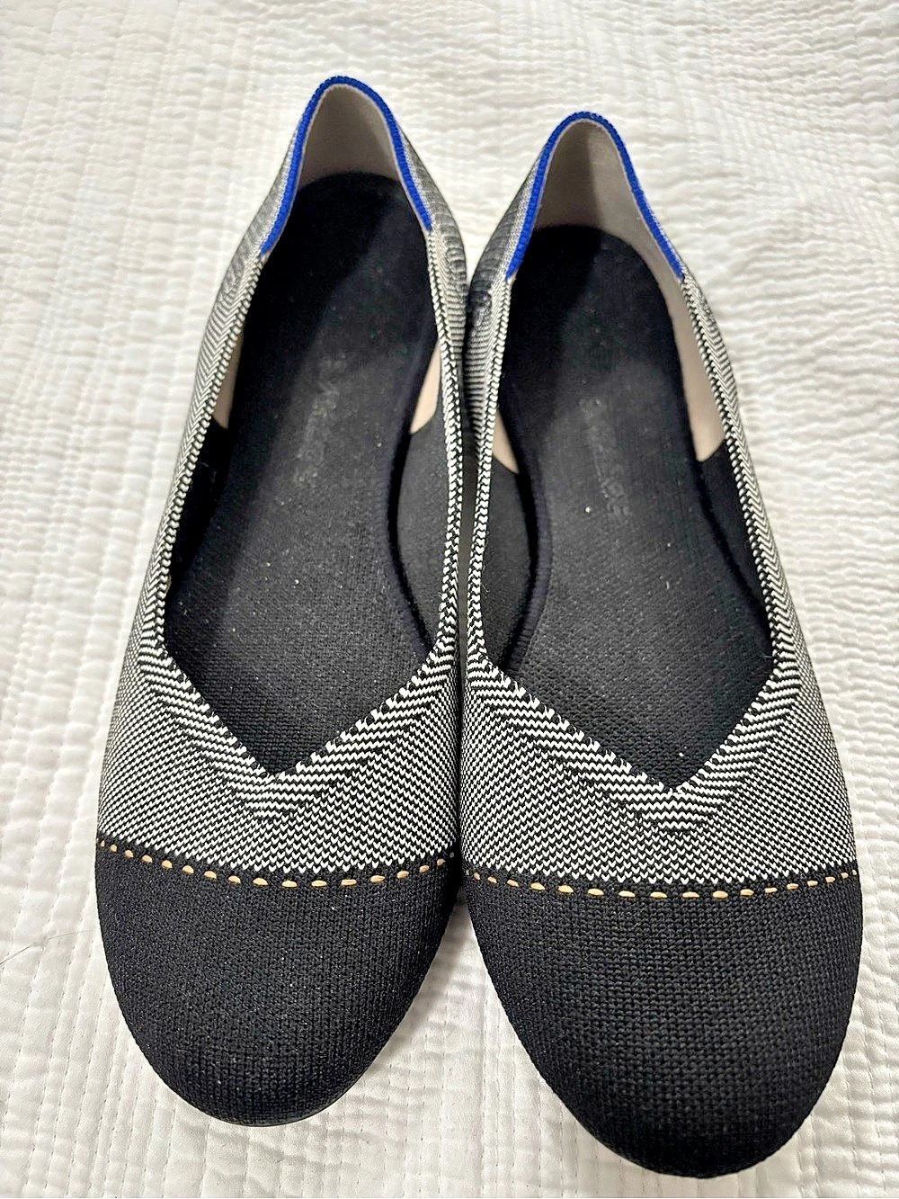 Rothy's The Point Pointed Toe Flats Black & White US 11.5